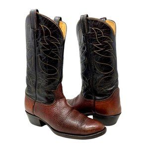 Tony Lama Americana Two Tone Black Brown Western Cowboy Boots - Size 8.5